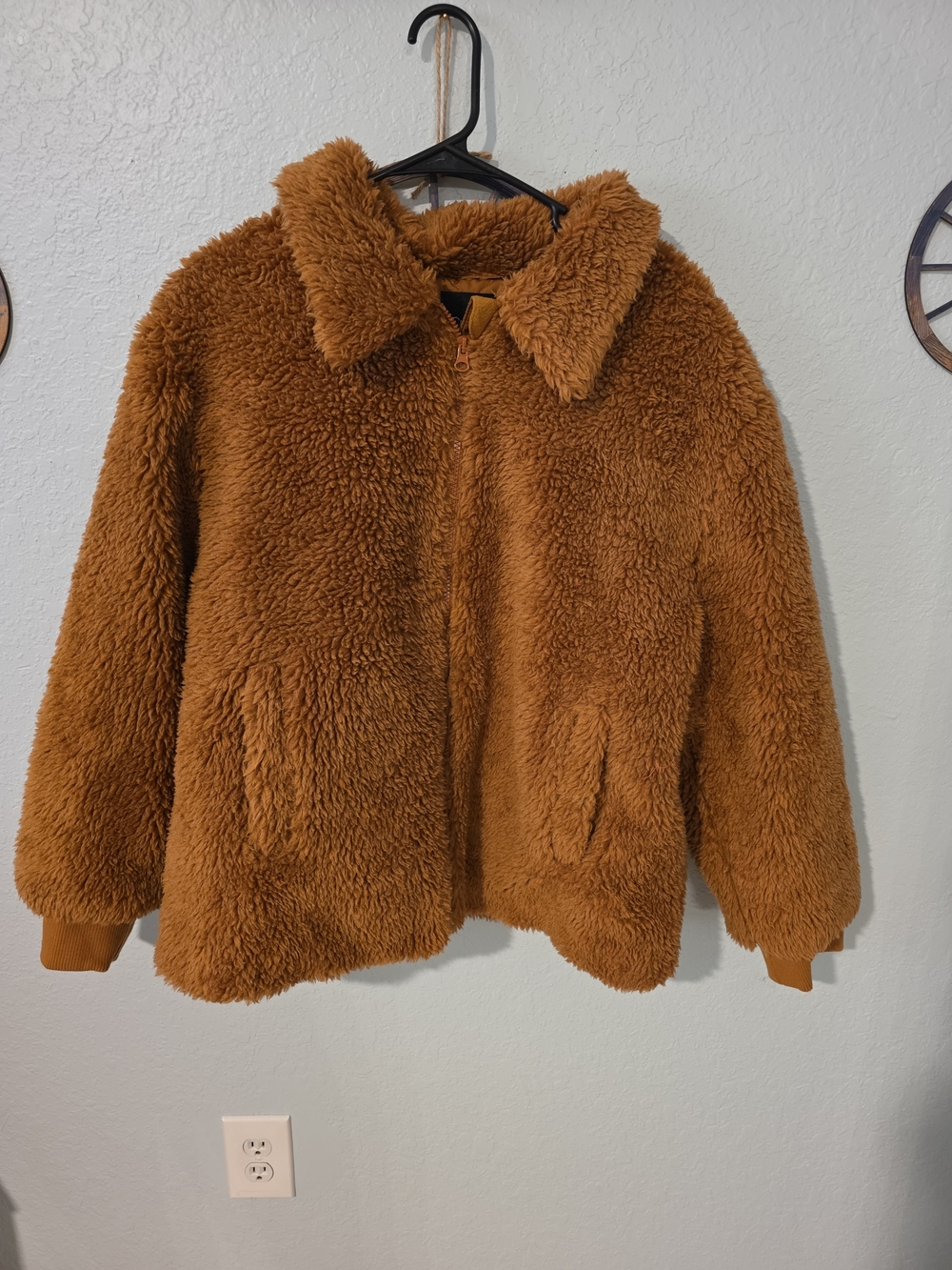 Cuddl Duds Plush Teddy Zip-Up Jacket - Warm Brown